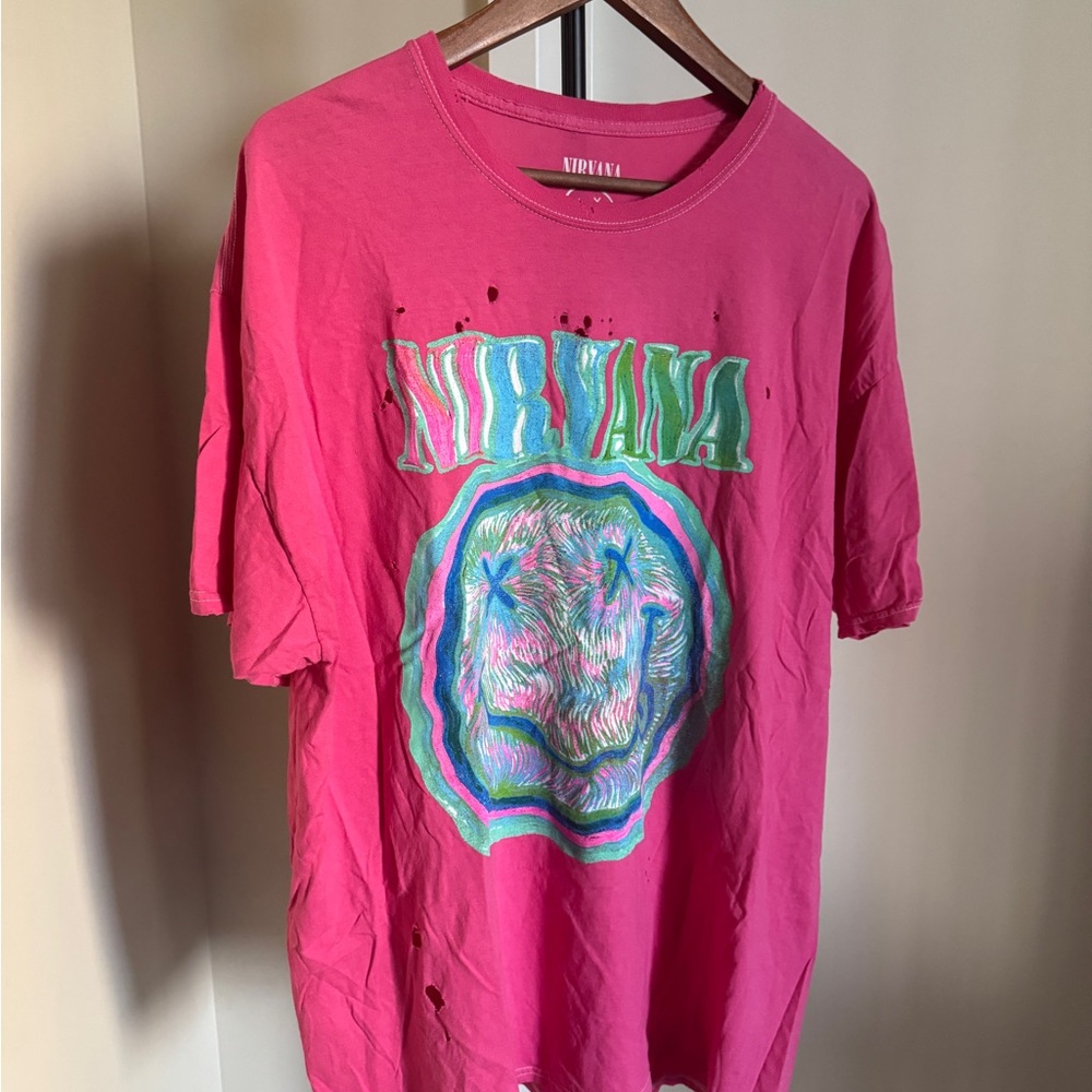 Distressed Pink Nirvana Graphic T-Shirt